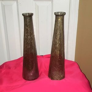 2 tinited glass vases with gold brush strokes. NWT never used